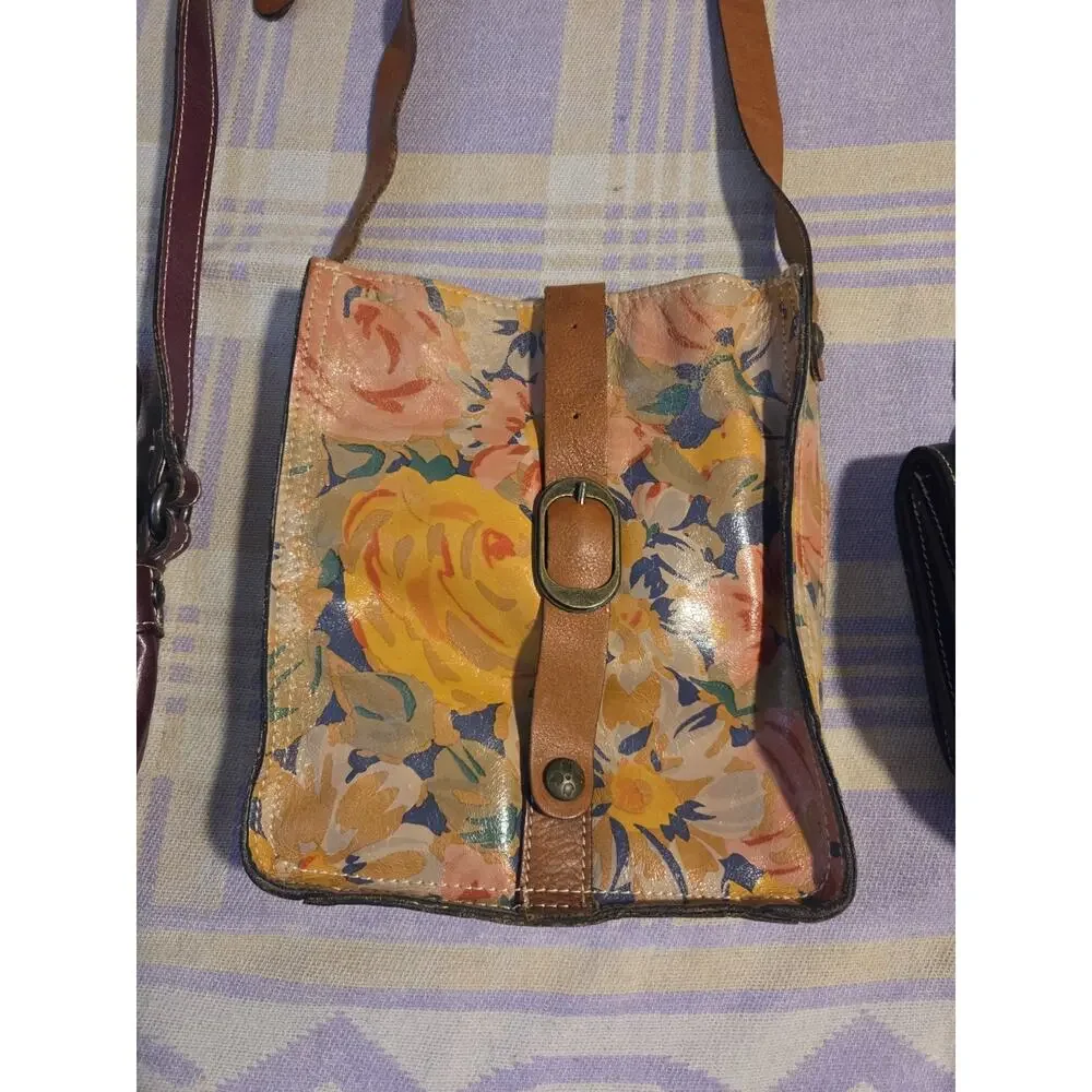 Lot of 3 Patricia Nash Leather Handbags Crossbody Satchel Tote Bags Flowers - Picture 8 of 13